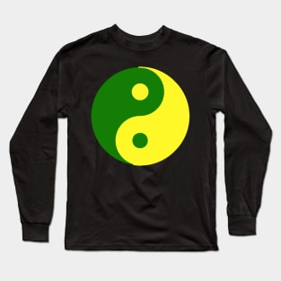 Yin Yang in green and yellow Long Sleeve T-Shirt